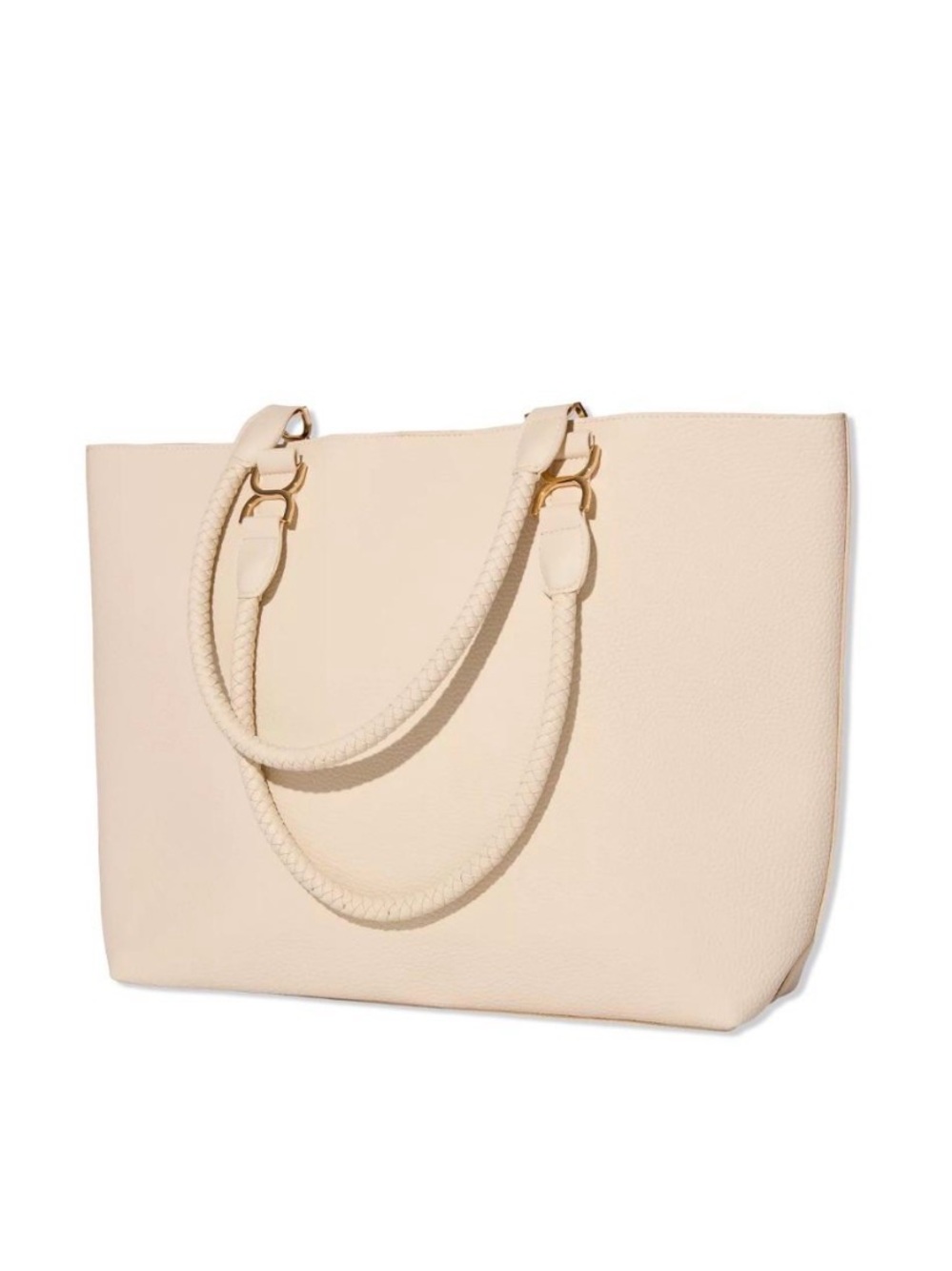 Ulta Beauty Cream Tote with Braided Handles and Gold Hardware